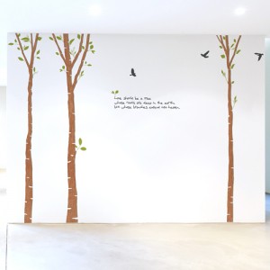우드스티커 자작나무숲 컬러 거실벽꾸미기