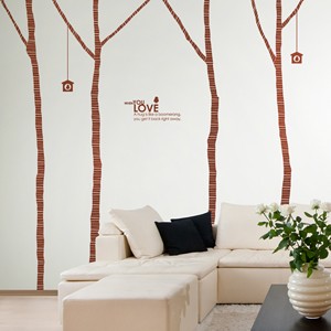 빈티지자작나무(나무4그루) 포인트 데코 스티커
